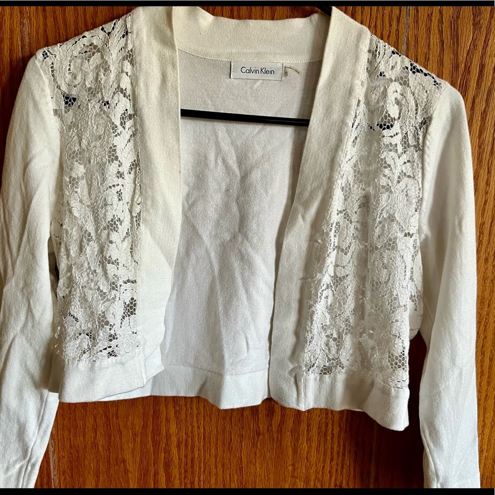 Calvin Klein White Mid Length Cardigan
